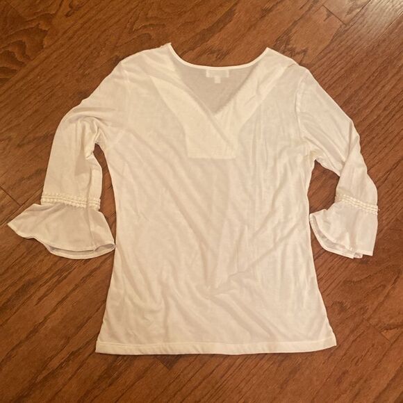 Shannon Ford, New York size large white top with a lace overlay on the front - Picture 7 of 9